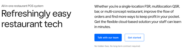 restaurant online ordering platform at Square
