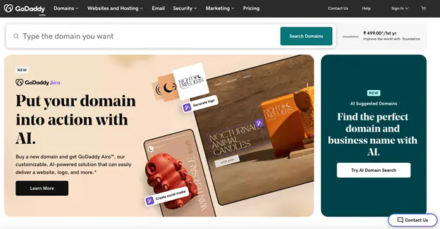 restaurant website platform at GoDaddy