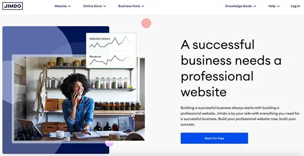 website builder for restaurant at Jimdo