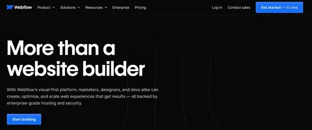 restaurant website platform at Webflow